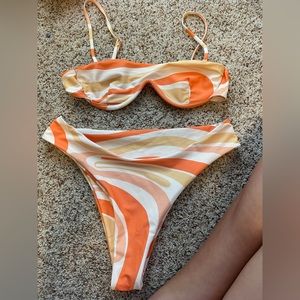 Orange pattern Bikini set